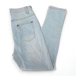 Boohoo Blue High Rise Skinny Stretch Jeans Zip‎ Fly Light Wash Pale Blue US 4